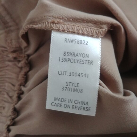 Light tan caramel brown XL cropped lightweight flowy wide leg ankle pants - Picture 7 of 13